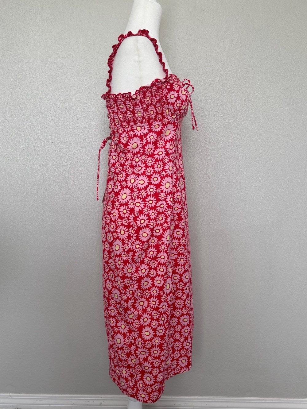 NWT Free People Lucinda Printed Midi Dress - Tomato Daisy - Size Small - Picture 4 of 8
